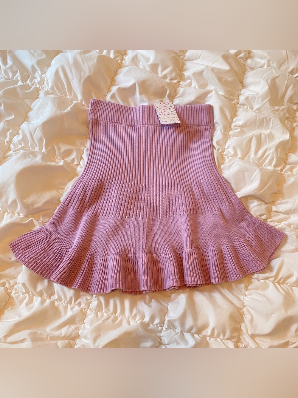 Free People Purple Ribbed Mini Skirt Women’s XS Boho Coquette